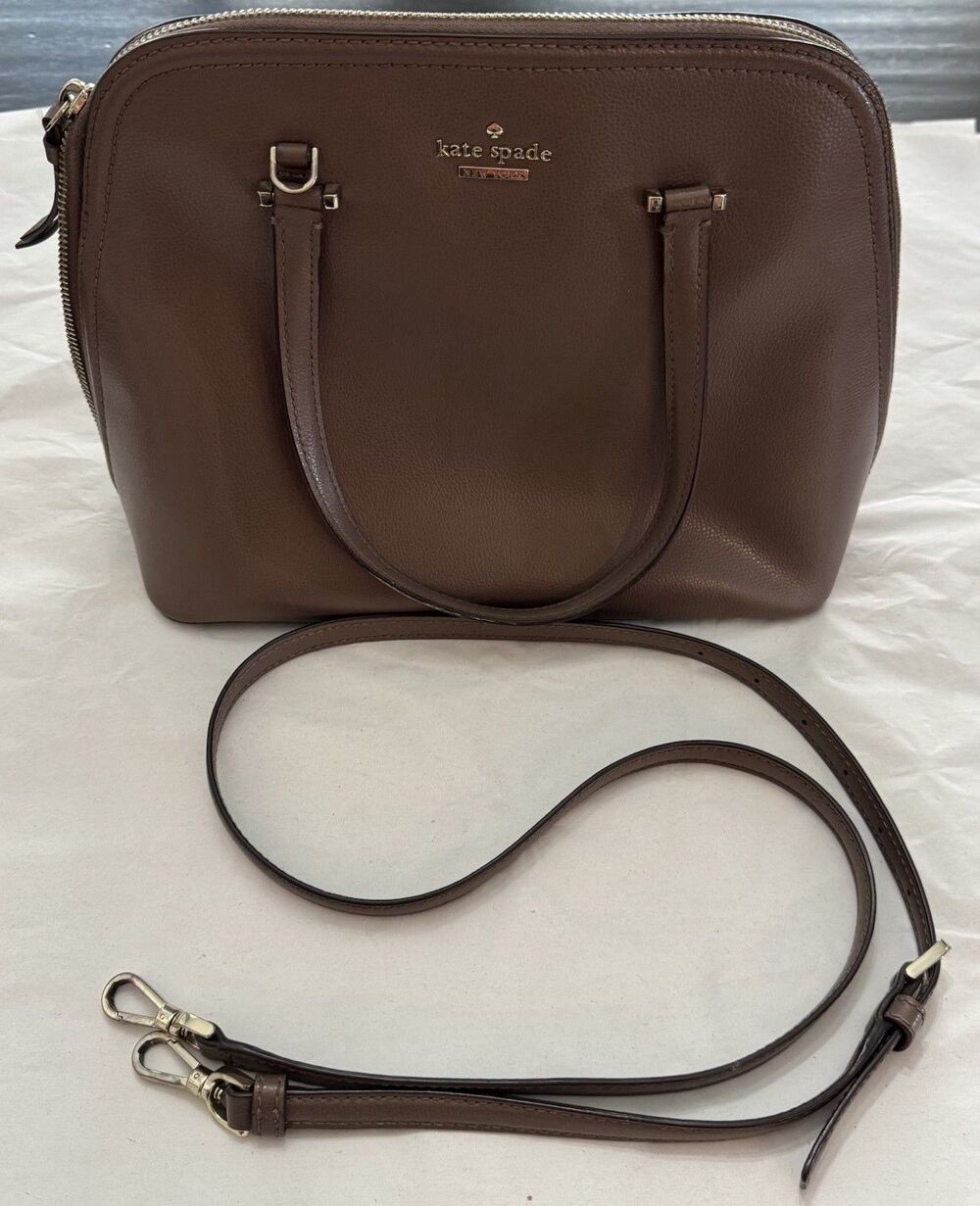 Kate Spade Patterson Drive Medium Dome Satchel Purse Leather Purple Long Strap
